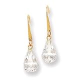 14k CZ Tear Drop Dangle Earrings