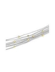 14K White Gold 7 Strand 2mm Mesh Chain with Faceted Beads Necklace