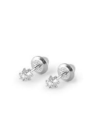 Baby Girl Jewelry - 14K White Gold Diamond Screw Back Earrings