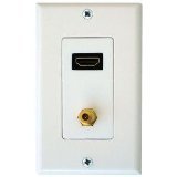 Petra PET0493 Single HDMI/F Coaxial Connector Wall Plate (White)