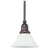 Sea Gull Lighting 61060-782 Sussex One-Light Mini Pendant, Heirloom Bronze Finish with Satin White Glass