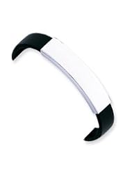 Sterling Silver ID Black Rubber Bracelet