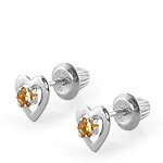 Cheap Girls Jewelry 14K White Gold November Birthstone Citrine Heart Earrings For Girls For Sale