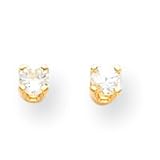 14k 3mm White Zircon Childrens Earrings - Measures 4x4mm