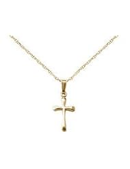Child 14K Yellow Gold Cross with Rope Chain (15 inches)