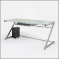 Euro Style Z Deluxe Glass Desk top Large Desk (Style: Frosted Glass Desk top)