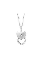 14-16 in Young Girls Sterling Silver Diamond Stacked Hearts Necklace