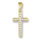 18 carat Solid Gold channel set 18pts Fine Diamond Cross