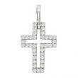 14k White Gold & Diamond Cross Pendant (0.12ctw)