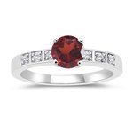 0.06 Cts Diamond & 1.25 Cts Garnet Engagement Ring in 14K White Gold