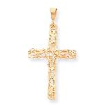 10k Satin Polished Antiqued Cross Pendant