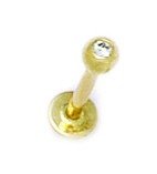 14k Yellow Gold CZ 16 Gauge Ball Shaped Body 
