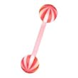 Stainless Steel with UV Pink Flexible Tefron Barbell - Striped Sold as a Pair