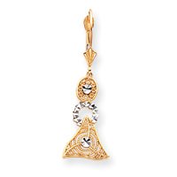 14k Two-Tone Dangle Leverback Earrings