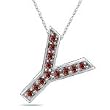 0.24 Cts Red Diamond Y Initial Pendant in 14K White Gold