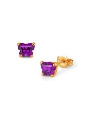Children 14K Yellow Gold Amethyst C.Z. Butterfly Stud Earrings