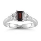 0.60 Cts Diamond and 1.83 Cts Garnet Ring in 14K White Gold