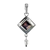 Designer 2 Carat Square Smoky Topaz Sterling Silver Pendant Necklace with Freshwater Pearl Drop