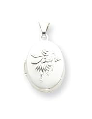 Sterling Silver Fairy 17mm 2-Frame Oval Locket