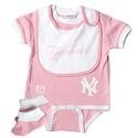 New York Yankees Infant Baby Girl Pink Creeper Bib & Booties Set