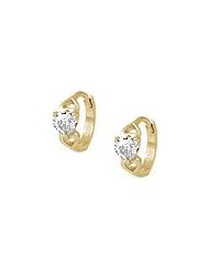 14K Gold Baby Heart April Birthstone Huggie Hoop Earrings For Girls
