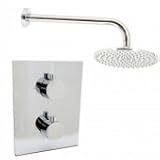 1 Way Chrome Thermostatic Mirror 8 Shower Mixer Set