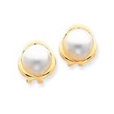 14k 14-15mm Mabe Cultured Pearl Earrings