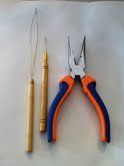 3 Pc Kit for Micro Ring Link Hair and Feather Extensions: Pliers, Micro Pulling Needle, and Loop Threader