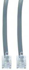 RJ11, 6P / 4C, Silver Satin Flat, Reverse, 14 ft (Voice)