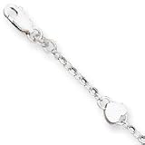 Sterling Silver Heart Childs Bracelet - 6 inch