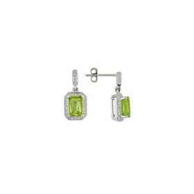 ZALES Vintage Colors of Romance Emerald-Cut Peridot Drop Earrings in 10K White Gold with Diamond Accents peridot