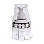 Badger Basket Cherry Elite Oval Bassinet with White Eyelet Bedding