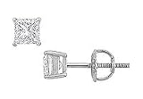 14K White Gold : Princess Cut Diamond Stud Earrings â? 0.50 CT. TW.