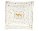 Passover Matza Tray for Seder Night White + Gold Glass 10 Made in Israel
