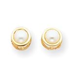 14k 5mm Bezel Cultured Pearl Stud Earrings XBE149