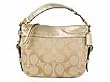 Coach Zoe Linen Lurex Sig. handbag tote shoulder Light Khaki/gold - 12657