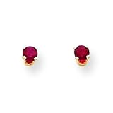 14k 3mm Round July/Ruby Post Earrings