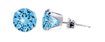 Sterling Silver 3 MM Round Blue Zircon Cubic Zirconia Stud Post Friction Back Earrings
