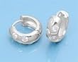 Sterling Silver CZ Huggie Earrings - Size: 16mm x 6mm