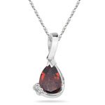 0.01 cts & Diamond & 0.80 Cts Garnet Pendant in14K White Gold