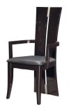 Arm Chair-Dark Brown PVC with Wenge Wood