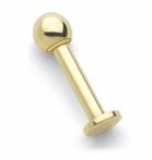 14 Gauge 5/16 - Solid 14kt Yellow Gold Labret Stud Lip Ring - 5mm Ball