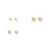 14k 3-Pair Set - Gold Bead Post Earrings SE1304