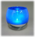 【在庫限り】LED　キャンドルライト　Mサイズ　透明／ブルー　クリスマスパーティーのテーブルに置いても火を使わないので安全・安心です