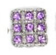 Improving Lifestyles Square Rhinestone Ring Adjustable Amethyst