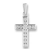 18 carat Solid White Gold channel set 0.44 carat Fine Diamond Cross