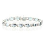 0.32 Ct Diamond and 12.00 Cts Aquamarine Bracelet in 14K White Gold by Mysolitaire