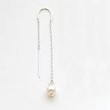 Sterling Silver White Cultured Pearl Threader Earrings - Pair