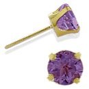 0.20Ct. Genuine 3mm Amethyst 14 Karat Yellow Gold Round Earrings