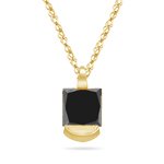 1.25 Cts Princess Cut Black Diamond Solitaire Pendant in 18K Yellow Gold